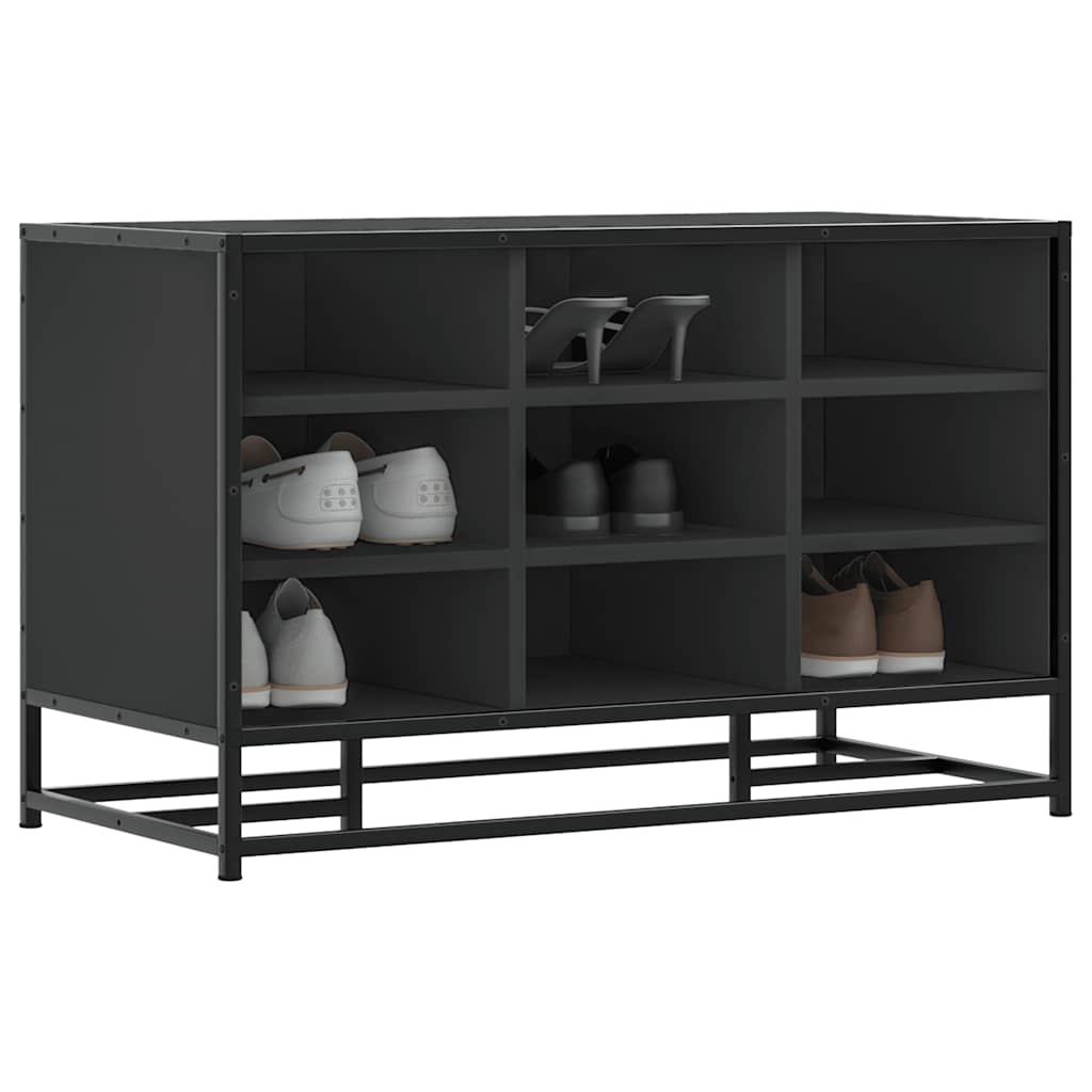 Scarpiera Nera 84x40x53,5 cm in Truciolato e Metallo