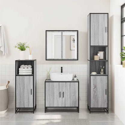 Armadietto Bagno Grigio Sonoma 35x37,5x100 cm Legno Multistrato