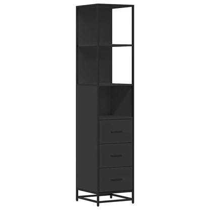 Armadietto da Bagno Nero 35x37,5x166 cm in Legno Multistrato