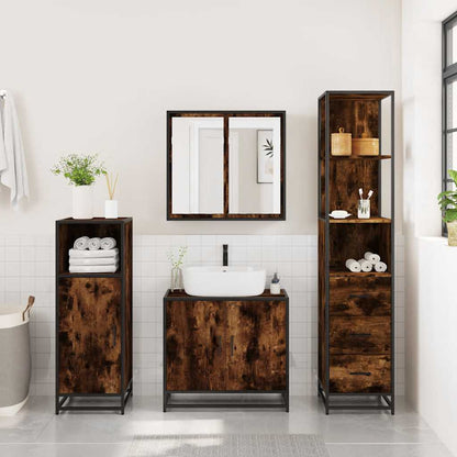 Armadietto Bagno Rovere Fumo 35x37,5x166cm in Legno Multistrato
