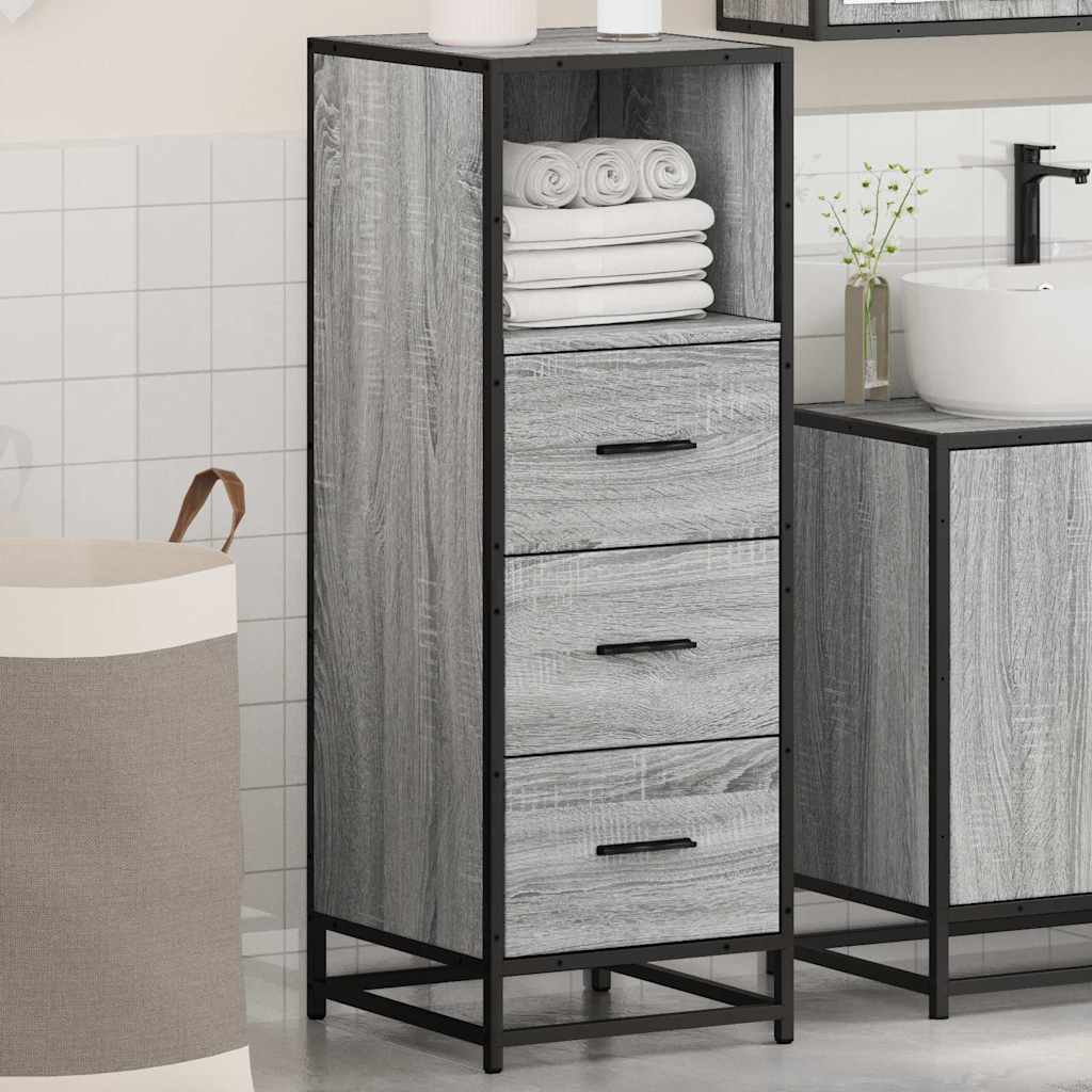 Armadietto Bagno Grigio Sonoma 35x37,5x100 cm Legno Multistrato