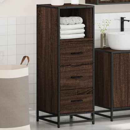 Armadietto Bagno Rovere Marrone 35x37,5x100cm Legno Multistrato
