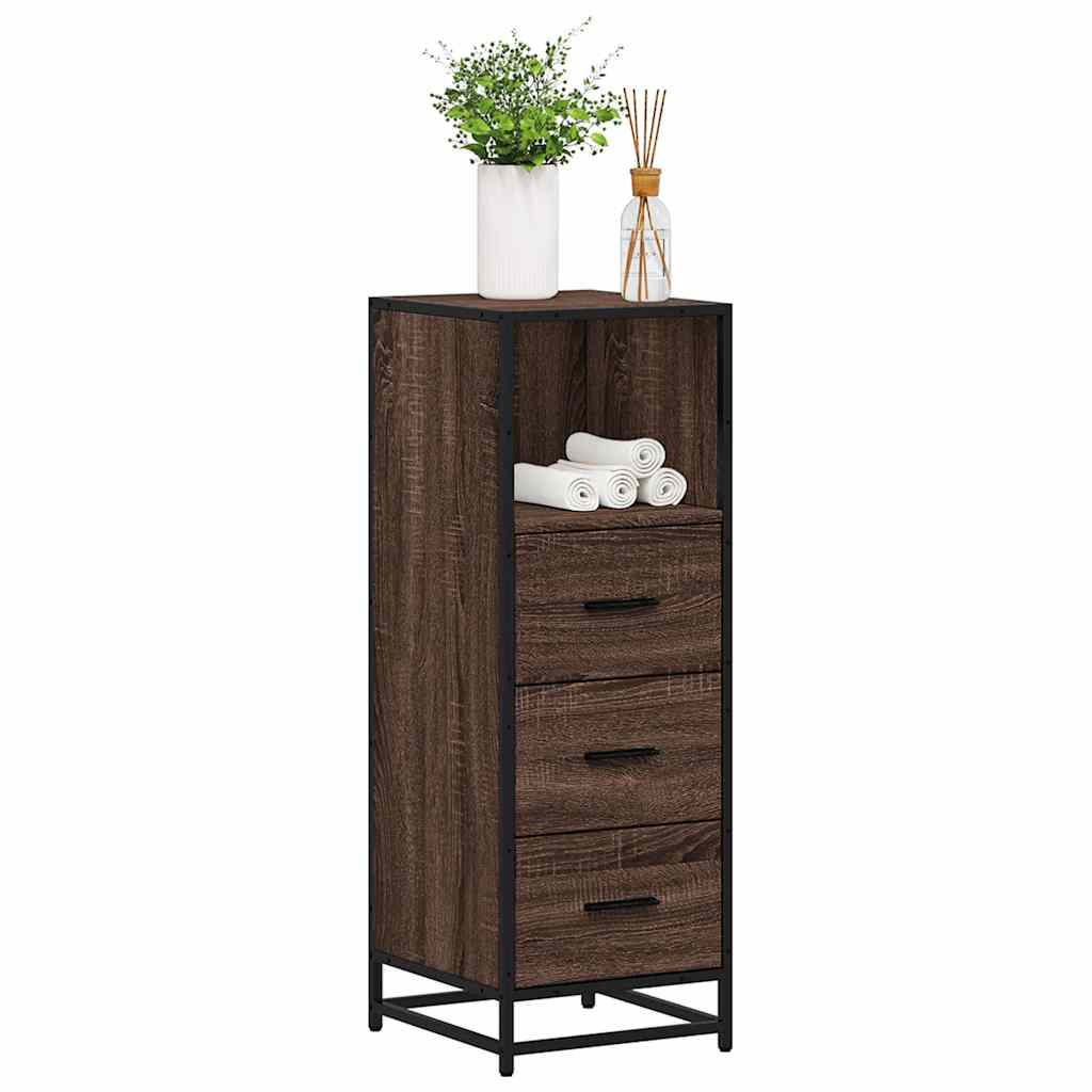 Armadietto Bagno Rovere Marrone 35x37,5x100cm Legno Multistrato
