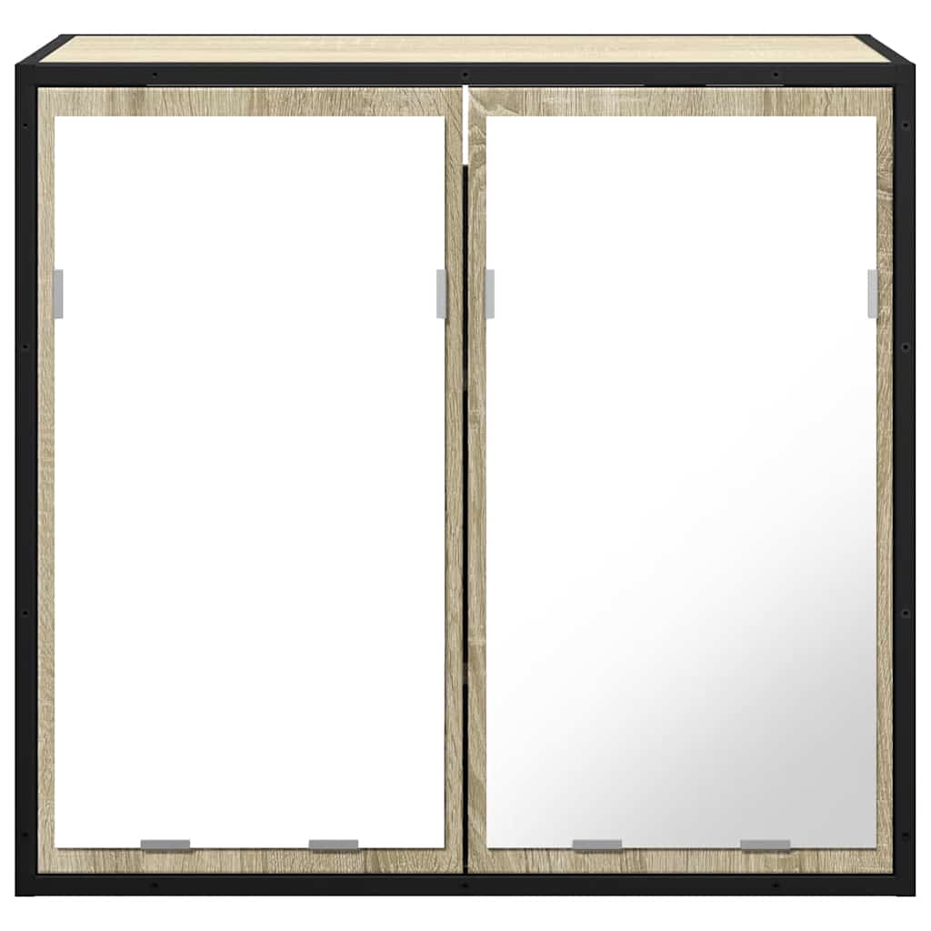 Mobiletto con specchio per bagno in rovere Sonoma 65x20x60 cm in legno ingegnerizzato