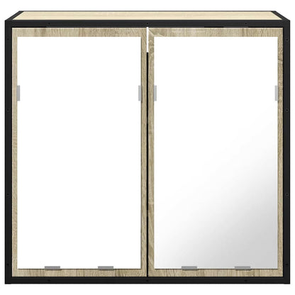 Mobiletto con specchio per bagno in rovere Sonoma 65x20x60 cm in legno ingegnerizzato