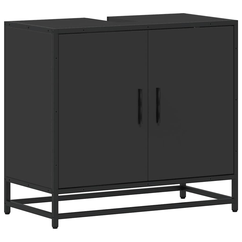 Mobile Lavabo da Bagno Nero 65x33x60 cm in Legno Multistrato
