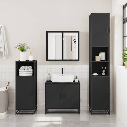 Mobile Lavabo da Bagno Nero 65x33x60 cm in Legno Multistrato