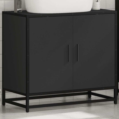 Mobile Lavabo da Bagno Nero 65x33x60 cm in Legno Multistrato