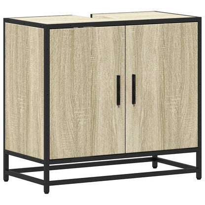 Mobiletto per Lavabo da Bagno Rovere Sonoma 65x33x60 cm Legno Massello