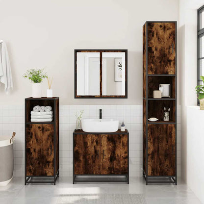 Mobile Lavabo Bagno Rovere Fumo 65x33x60 cm Legno Multistrato
