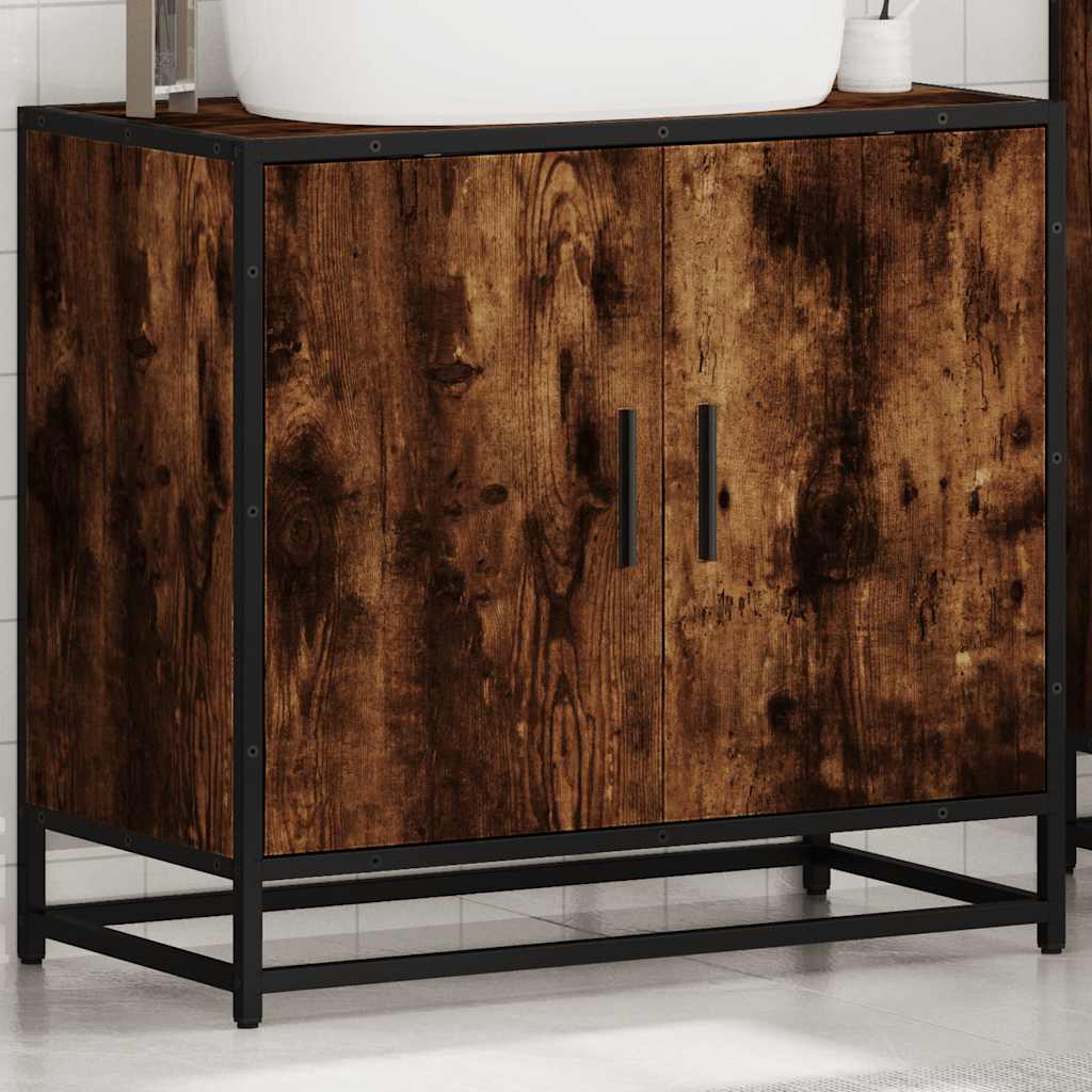 Mobile Lavabo Bagno Rovere Fumo 65x33x60 cm Legno Multistrato