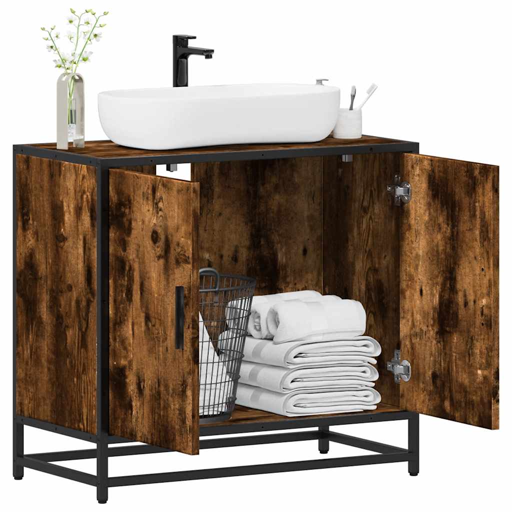 Mobile Lavabo Bagno Rovere Fumo 65x33x60 cm Legno Multistrato