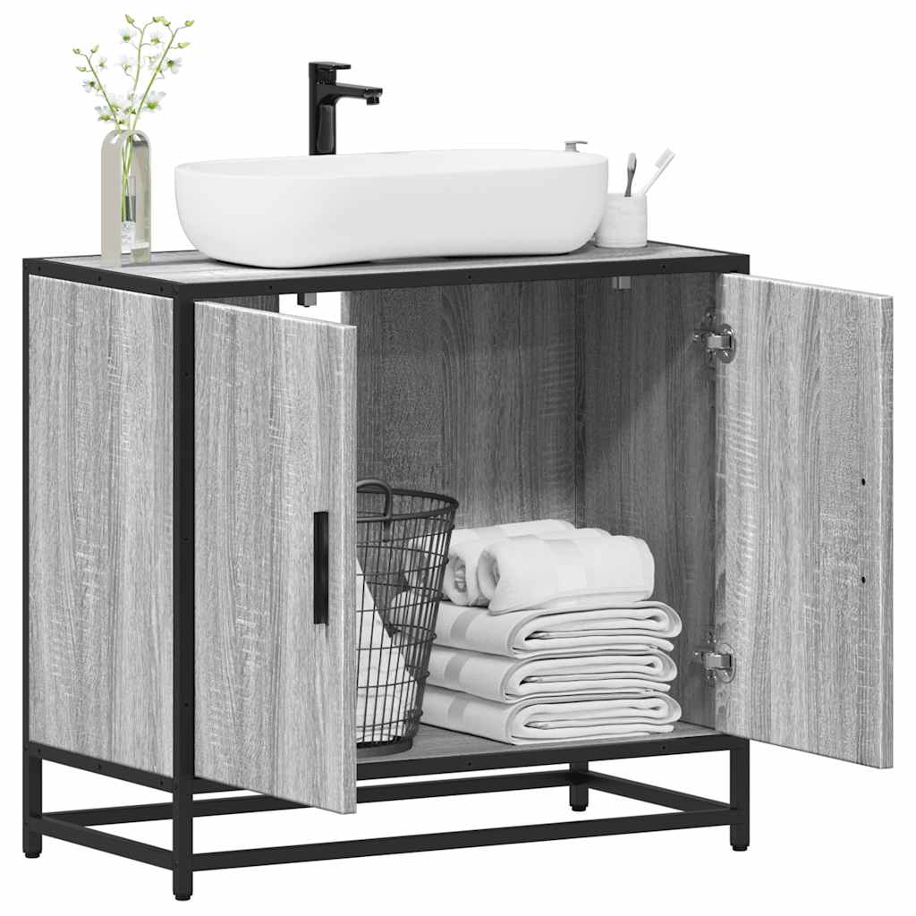 Mobile Lavabo Bagno Grigio Sonoma 65x33x60 cm Legno Multistrato