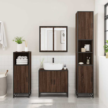 Mobile Lavabo Bagno Rovere Marrone 65x33x60cm Legno Multistrato