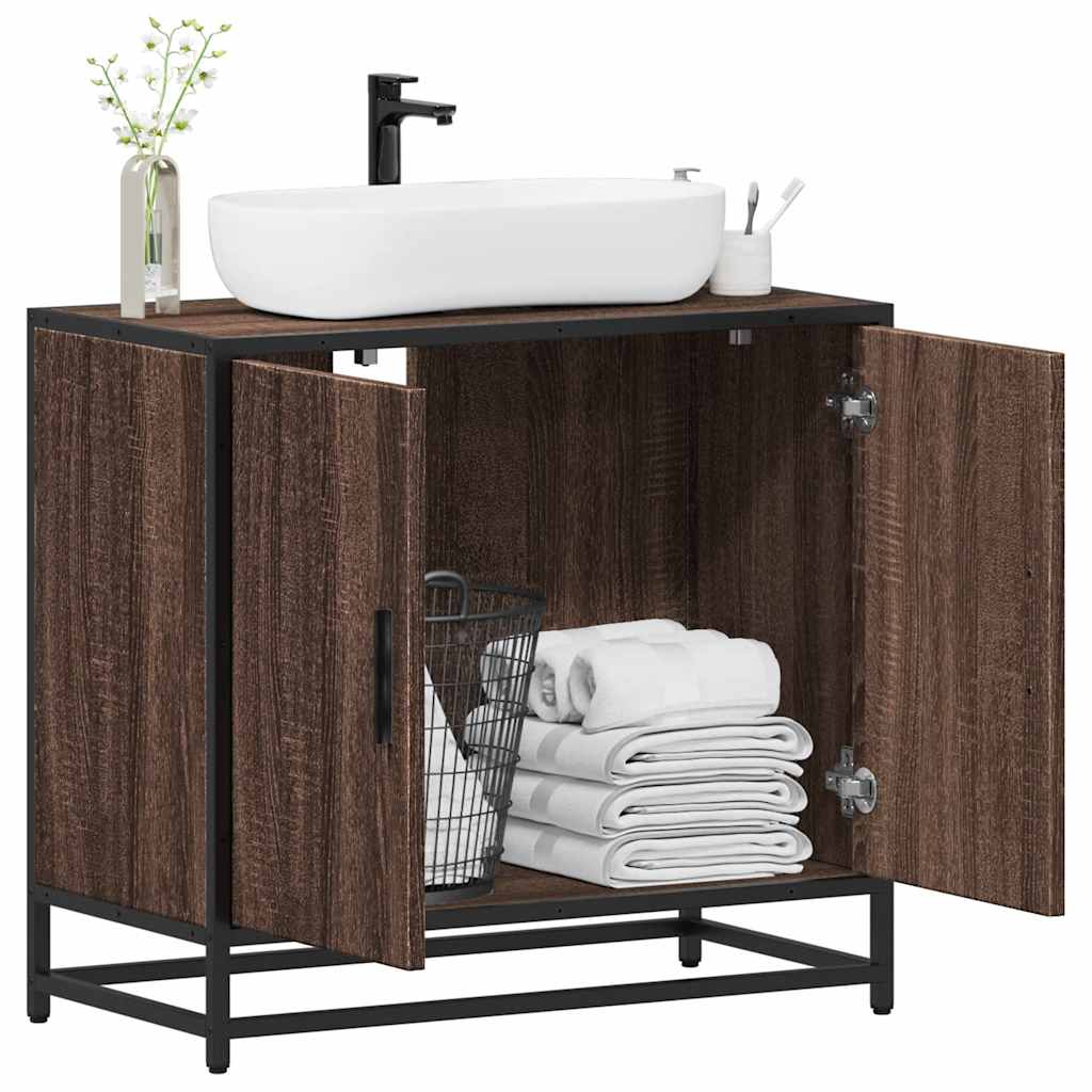 Mobile Lavabo Bagno Rovere Marrone 65x33x60cm Legno Multistrato
