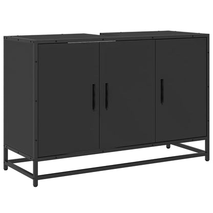 Mobile Lavabo Bagno Nero 90x33x60 cm in Legno Multistrato