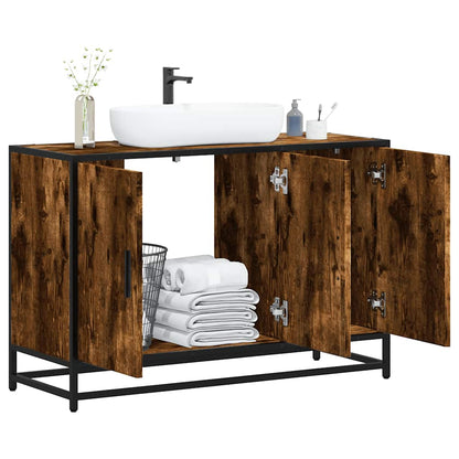 Mobile Lavabo Bagno Rovere Fumo 90x33x60 cm Legno Multistrato
