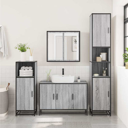 Mobile Lavabo Bagno Grigio Sonoma 90x33x60 cm Legno Multistrato