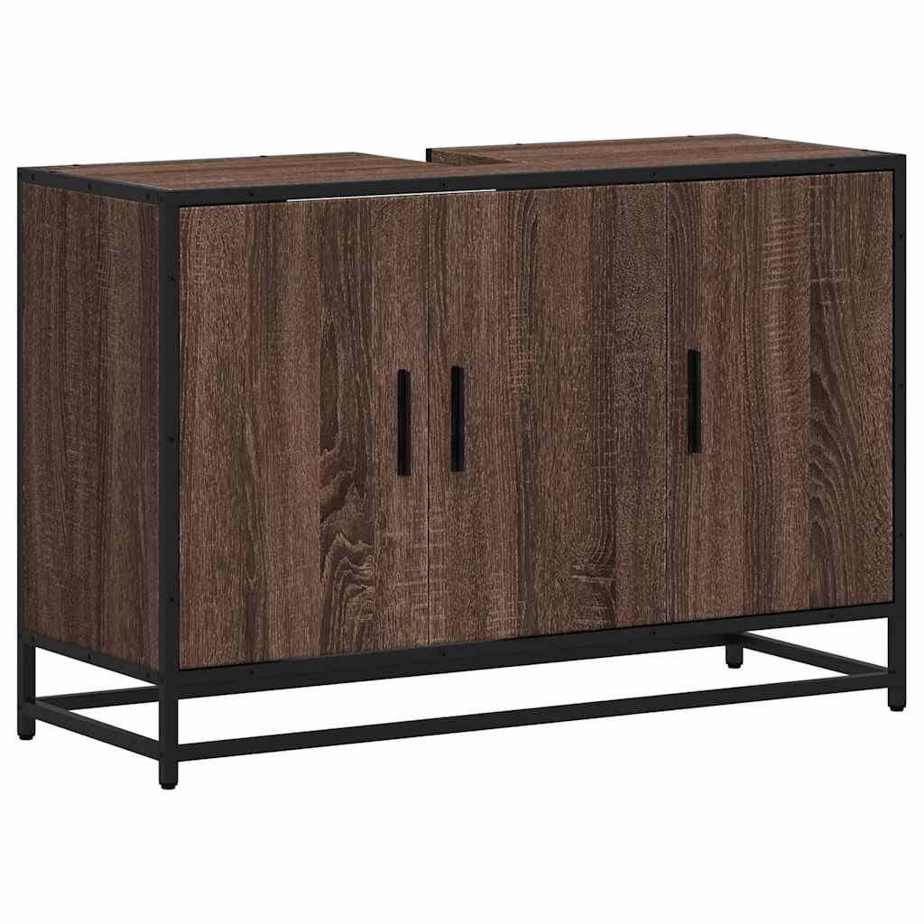 Mobile Lavabo Bagno Rovere Marrone 90x33x60cm Legno Multistrato