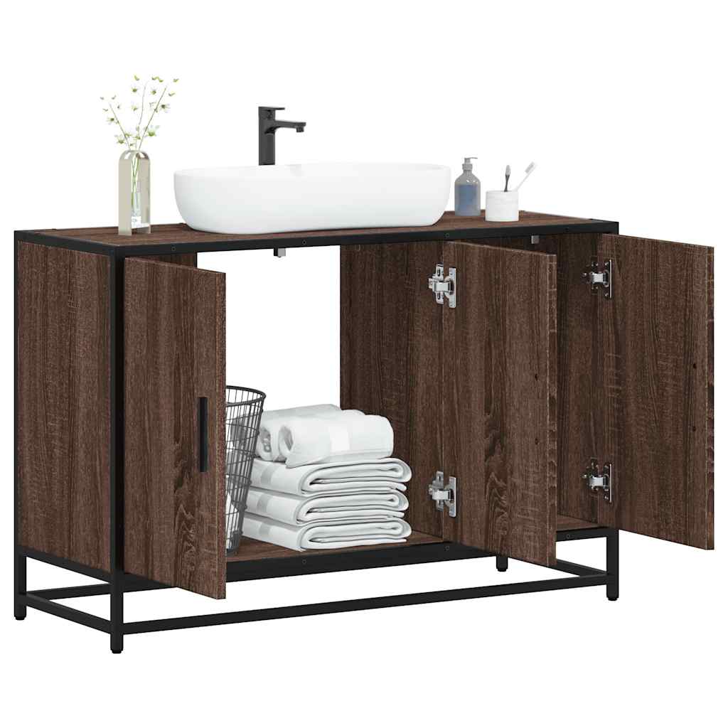 Mobile Lavabo Bagno Rovere Marrone 90x33x60cm Legno Multistrato