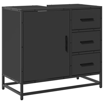 Mobile Lavabo da Bagno Nero 65x33x60 cm in Legno Multistrato