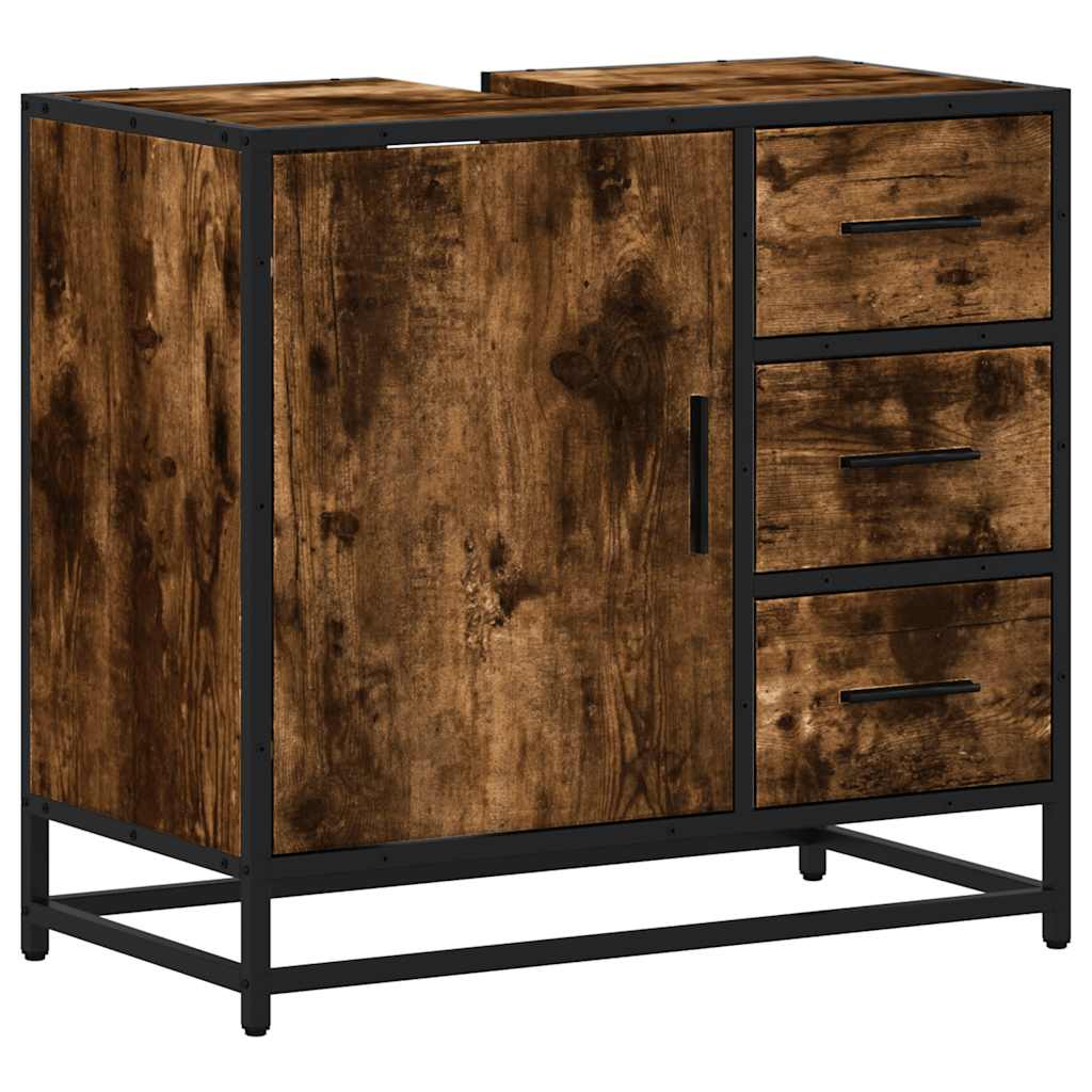 Mobile Lavabo Bagno Rovere Fumo 65x33x60 cm Legno Multistrato