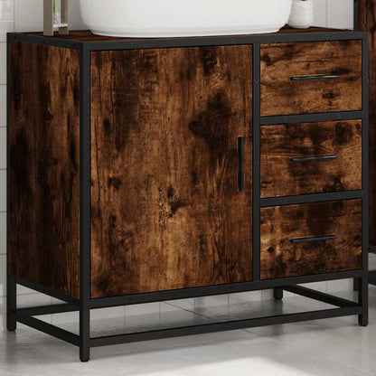 Mobile Lavabo Bagno Rovere Fumo 65x33x60 cm Legno Multistrato