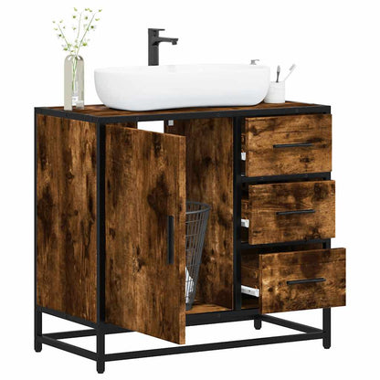 Mobile Lavabo Bagno Rovere Fumo 65x33x60 cm Legno Multistrato