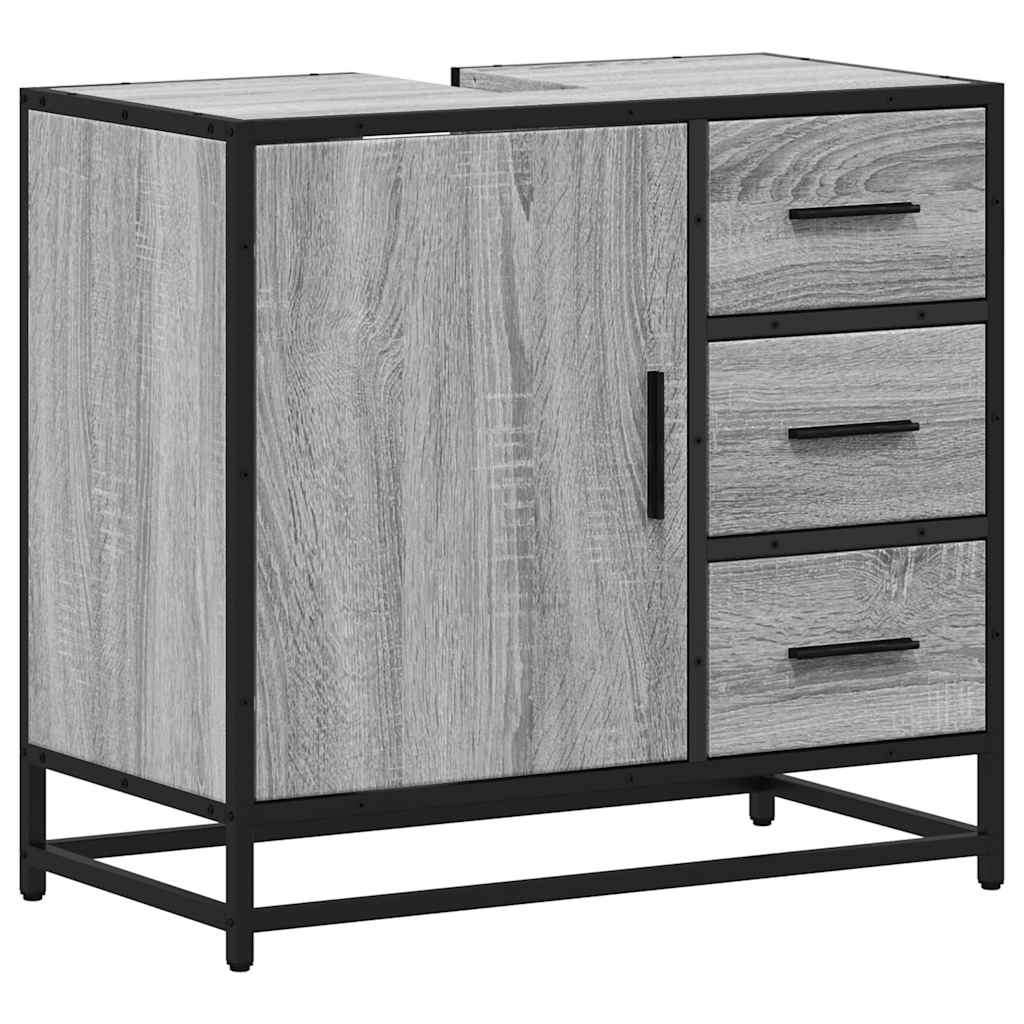 Mobile Lavabo Bagno Grigio Sonoma 65x33x60 cm Legno Multistrato