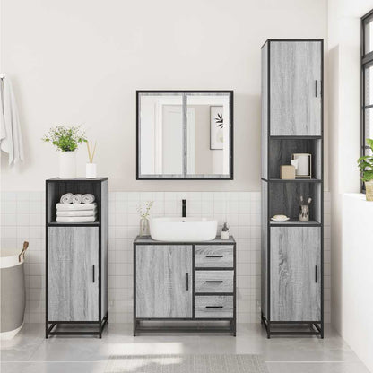 Mobile Lavabo Bagno Grigio Sonoma 65x33x60 cm Legno Multistrato