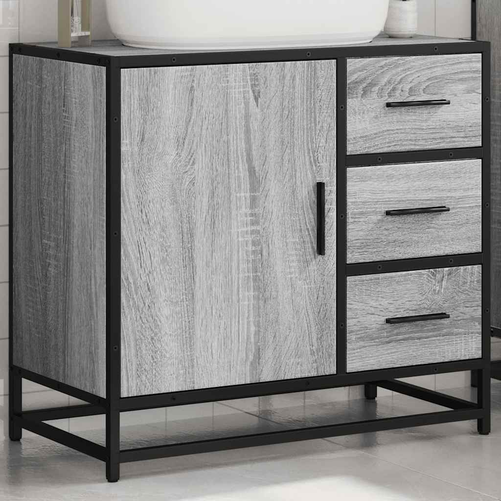 Mobile Lavabo Bagno Grigio Sonoma 65x33x60 cm Legno Multistrato