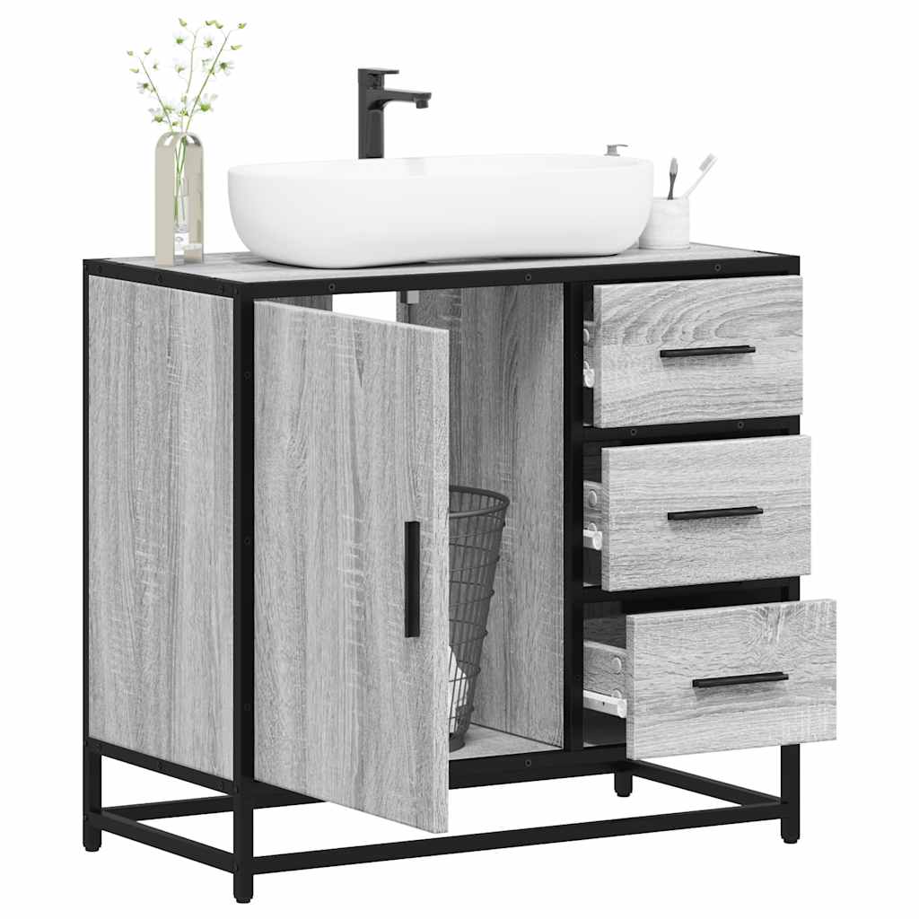 Mobile Lavabo Bagno Grigio Sonoma 65x33x60 cm Legno Multistrato