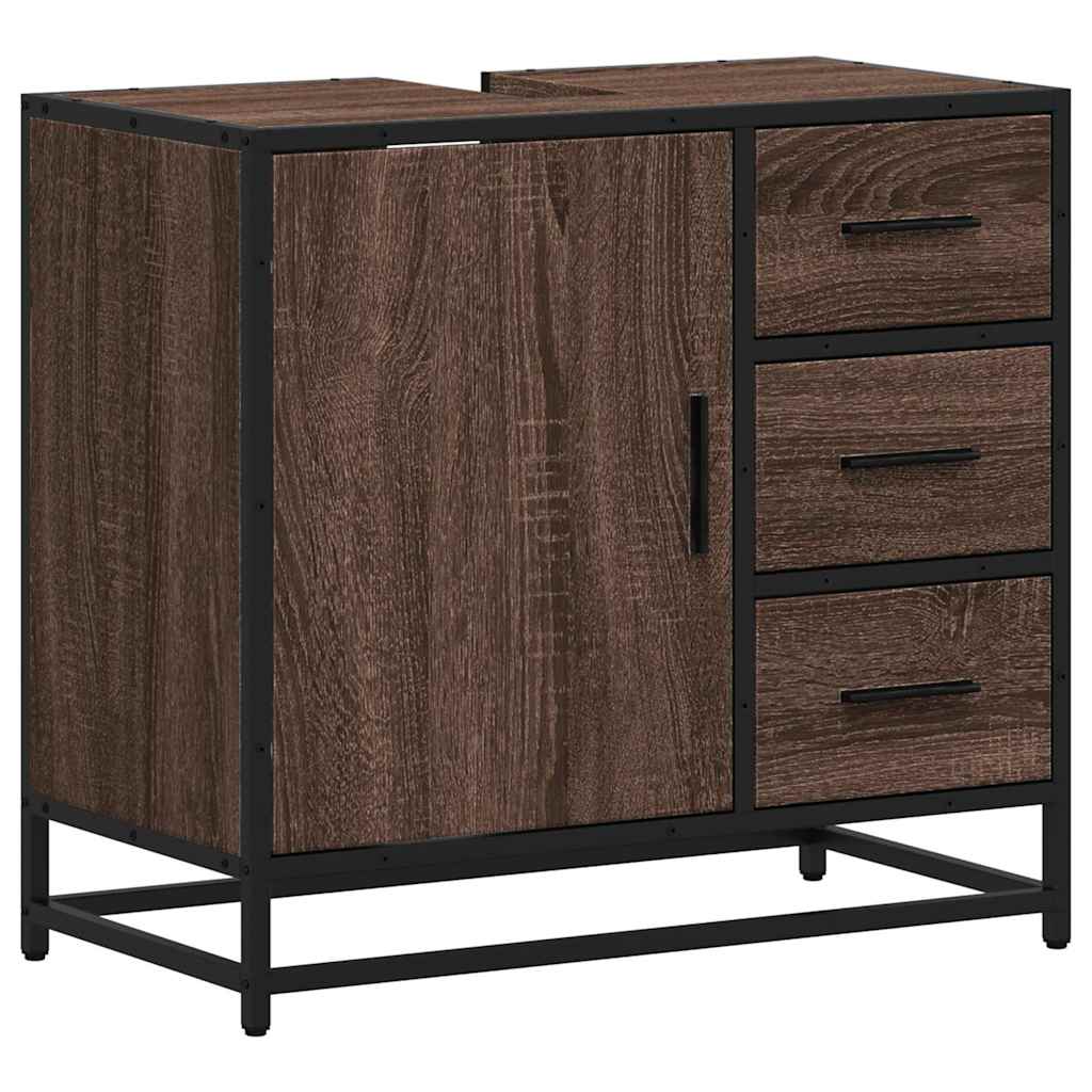 Mobile Lavabo Bagno Rovere Marrone 65x33x60cm Legno Multistrato