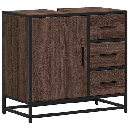 Mobile Lavabo Bagno Rovere Marrone 65x33x60cm Legno Multistrato