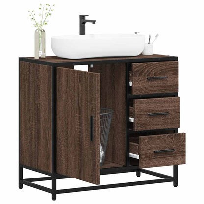 Mobile Lavabo Bagno Rovere Marrone 65x33x60cm Legno Multistrato