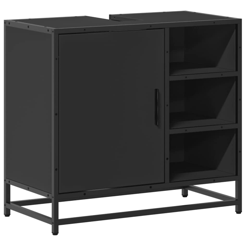 Mobile Lavabo da Bagno Nero 65x33x60 cm in Legno Multistrato