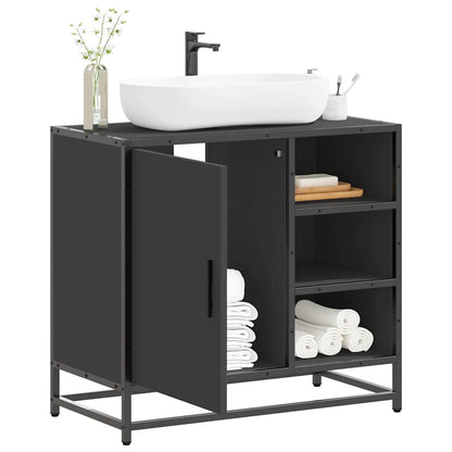 Mobile Lavabo da Bagno Nero 65x33x60 cm in Legno Multistrato