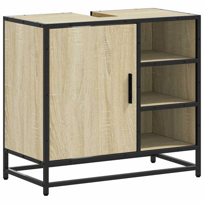 Mobiletto per Lavabo da Bagno Rovere Sonoma 65x33x60 cm Legno Massello