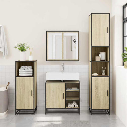 Mobiletto per Lavabo da Bagno Rovere Sonoma 65x33x60 cm Legno Massello