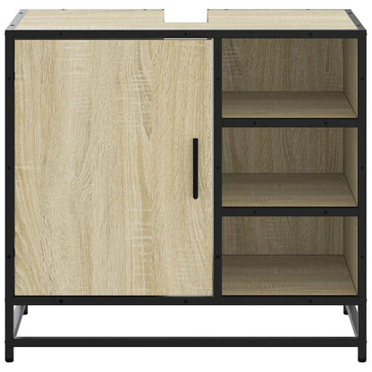Mobiletto per Lavabo da Bagno Rovere Sonoma 65x33x60 cm Legno Massello