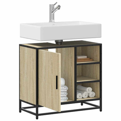 Mobiletto per Lavabo da Bagno Rovere Sonoma 65x33x60 cm Legno Massello