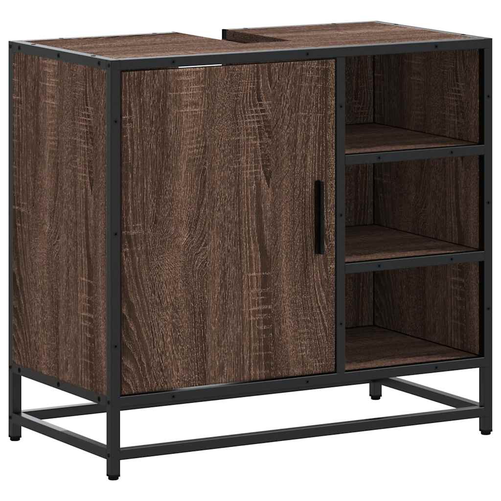 Mobile Lavabo Bagno Rovere Marrone 65x33x60cm Legno Multistrato