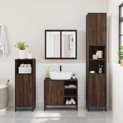 Mobile Lavabo Bagno Rovere Marrone 65x33x60cm Legno Multistrato