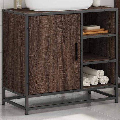 Mobile Lavabo Bagno Rovere Marrone 65x33x60cm Legno Multistrato