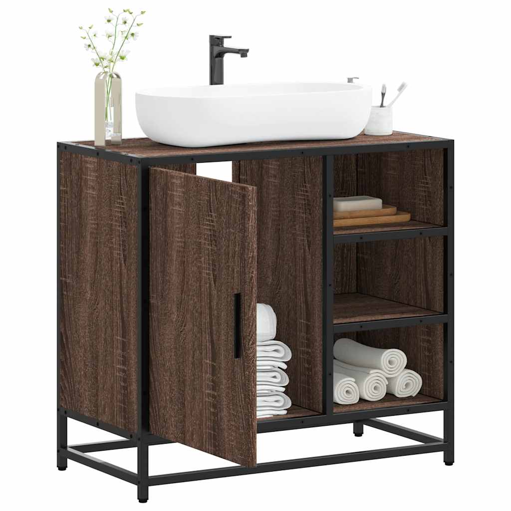 Mobile Lavabo Bagno Rovere Marrone 65x33x60cm Legno Multistrato