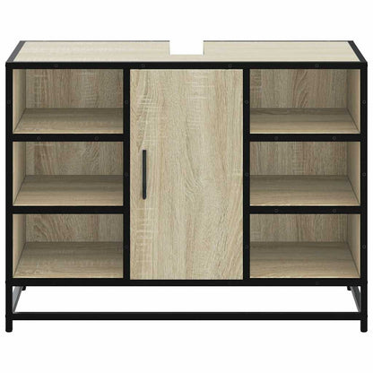 Mobiletto per Lavabo da Bagno Rovere Sonoma 80x33x60 cm Legno Massello