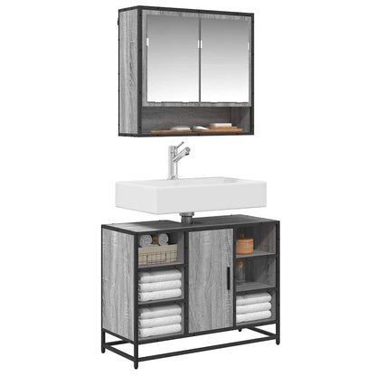 Mobile Lavabo Bagno Grigio Sonoma 60x30x60 cm Legno Multistrato