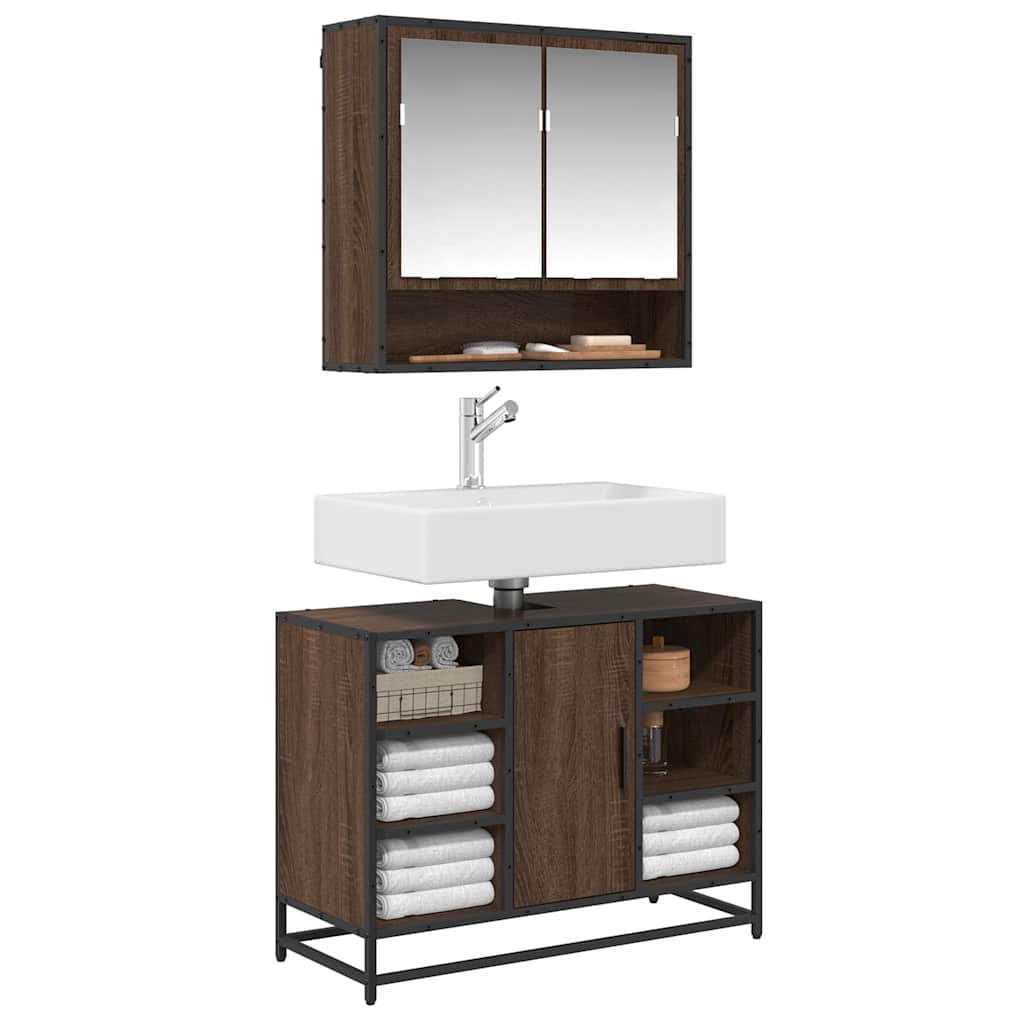 Mobile Lavabo Bagno Rovere Marrone 60x30x60cm Legno Multistrato