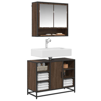 Mobile Lavabo Bagno Rovere Marrone 60x30x60cm Legno Multistrato