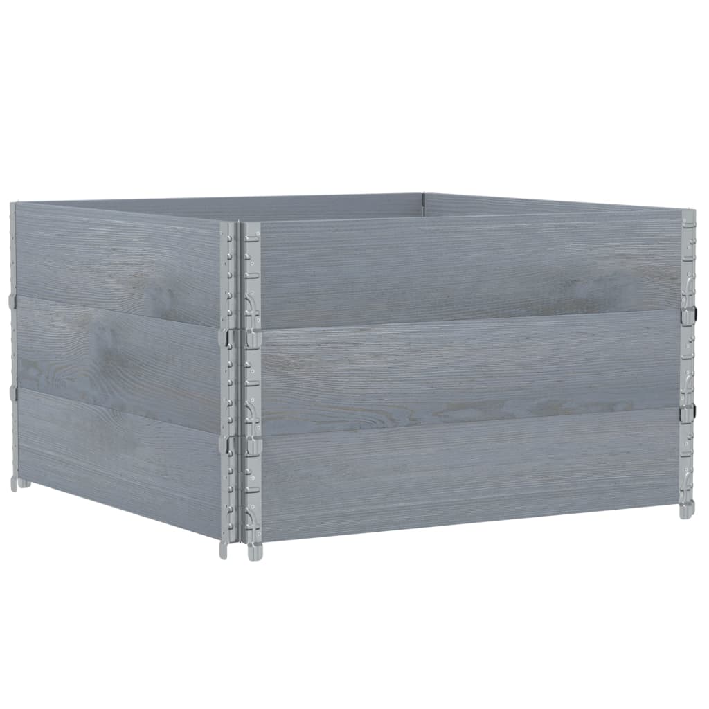 Paretali per Pallet 3pz Grigi 100x100cm Legno Massello di Pino